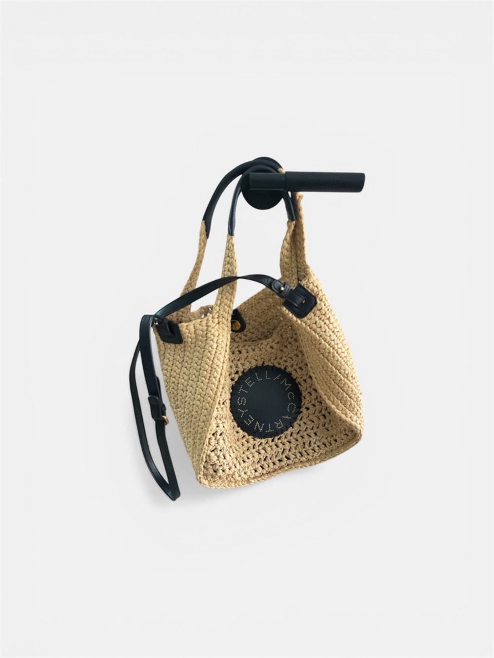 Stella McCartney Natural Woven Tote with Black Trim